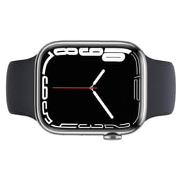 Apple Watch Series 7 (2021) GPS + Cellular 45 mm - Stainless steel Silver - Sport band Black