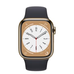 Apple Watch Series 7 (2021) GPS + Cellular 45 mm - Stainless steel Gold - Sport band Black