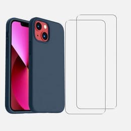 Case iPhone 13 mini and 2 protective screens - Silicone - Navy blue
