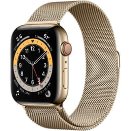 Apple Watch (Series 6) 2020 GPS + Cellular 44 - Stainless steel Gold - Milanese loop Gold