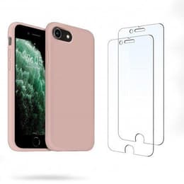 Case iPhone 7/8/SE2020/SE2022 and 2 protective screens - Silicone - Pink