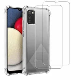 Case Galaxy A02s and 2 protective screens - Silicone - Transparent