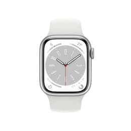Apple Watch Series 8 (2022) GPS + Cellular 45 mm - Stainless steel Silver - Sport band White