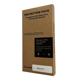 Case iPhone 15 and 2 protective screens - Recycled plastic - Transparent