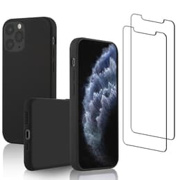 Case iPhone 11 Pro and 2 protective screens - Silicone - Black