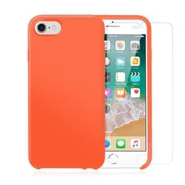 Case iPhone SE (2022/2020)/8/7/6/6S and 2 protective screens - Silicone - Orange