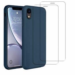 Case iPhone XR and 2 protective screens - Silicone - Blue