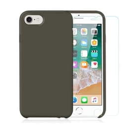 Case iPhone SE (2022/2020)/8/7/6/6S and 2 protective screens - Silicone - Grey