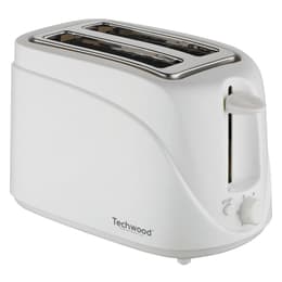 Toaster Grille Pain 2 avec Fentes, Techwood TGP-202 - Coloris Blanc slots - White