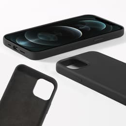 Case iPhone 12/12 Pro and 2 protective screens - Silicone - Black