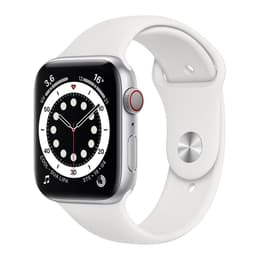 Apple Watch (Series 6) 2020 GPS + Cellular 44 - Stainless steel Graphite - Sport band White