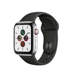 Apple Watch (Series 5) 2019 GPS + Cellular 40 - Stainless steel Silver - Sport loop Black