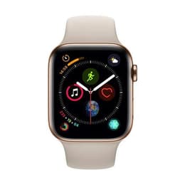 Apple Watch (Series 5) 2019 GPS 44 - Stainless steel Gold - Sport band Grey sand
