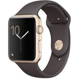 Apple Watch (Series 2) 2015 GPS + Cellular 42 - Aluminium Gold - Sport loop Cocoa Brown