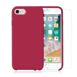 Case iPhone SE (2022/2020)/8/7/6/6S and 2 protective screens - Silicone - Cherry
