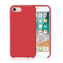 Case iPhone SE (2022/2020)/8/7/6/6S and 2 protective screens - Silicone - Red