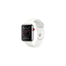 Apple Watch (Series 3) 2017 GPS + Cellular 42 - Ceramic Silver - Sport loop White