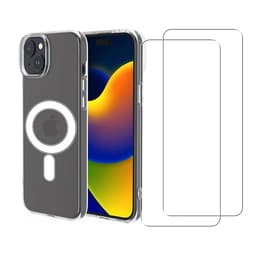 Case iPhone 15 and 2 protective screens - TPU - Transparent