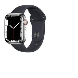 Apple Watch Series 6 (2020) GPS + Cellular 44 mm - Stainless steel Silver - Sport band Black