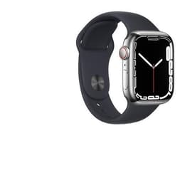 Apple Watch Series 6 (2020) GPS + Cellular 44 mm - Stainless steel Silver - Sport band Black
