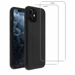 Case iPhone 11 and 2 protective screens - Silicone - Black