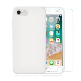 Case iPhone SE (2022/2020)/8/7/6/6S and 2 protective screens - Silicone - White