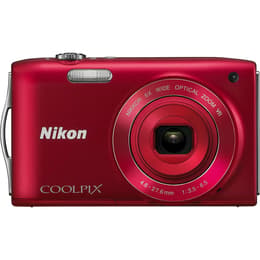 Compact S3300 - Red + Nikon Nikkor 6X Wide Optical Zoom VR Lens 26-156mm f/3.3-6.5 f/3.3-6.5