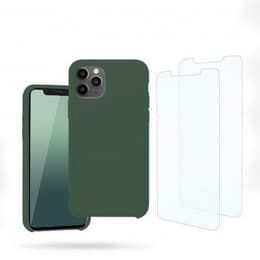 Case iPhone 11 Pro Max and 2 protective screens - Silicone - Green