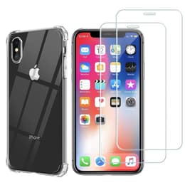 Case iPhone XS,iPhone X and 2 protective screens - TPU - Transparent