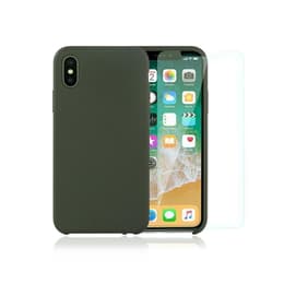 Case iPhone X/XS and 2 protective screens - Silicone - Black