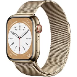 Apple Watch (Series 8) 2022 GPS + Cellular 41 - Stainless steel Gold - Milanese loop Gold