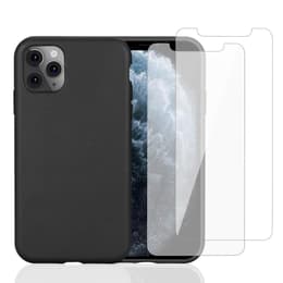 Case iPhone 11 Pro and 2 protective screens - Natural material - Black