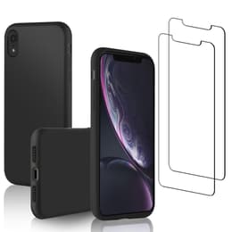 Case iPhone XR and 2 protective screens - Silicone - Black