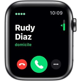 Apple Watch (Series 5) 2019 GPS + Cellular 44 - Stainless steel Black - Sport loop Black