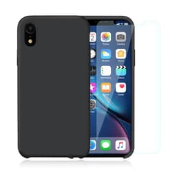 Case iPhone XR and 2 protective screens - Silicone - Black