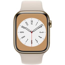 Apple Watch Series 8 (2022) GPS + Cellular 45 mm - Stainless steel Gold - Sport band Starlight