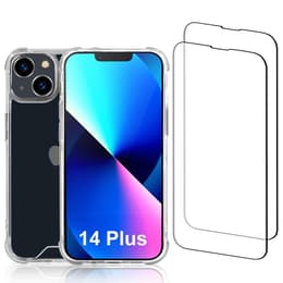 Case iPhone 14 Plus and 2 protective screens - Recycled plastic - Transparent