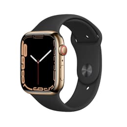 Apple Watch (Series 7) 2021 GPS + Cellular 41 - Stainless steel Gold - Sport band Black