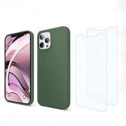 Case iPhone 13 Pro and 2 protective screens - Silicone - Green