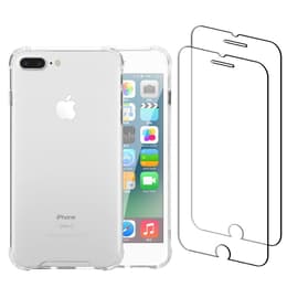 Case iPhone 7 Plus/iPhone 8 Plus and 2 protective screens - Recycled plastic - Transparent