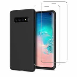 Case Galaxy S10 and 2 protective screens - Silicone - Black