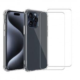 Case iPhone 15 Pro and 2 protective screens - TPU - Transparent