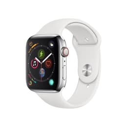 Apple Watch (Series 4) 2018 GPS + Cellular 40 - Stainless steel Silver - Sport band White