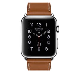 Apple Watch (Series 3) 2017 GPS 42 - Stainless steel Silver - Hermès simple tower Brown