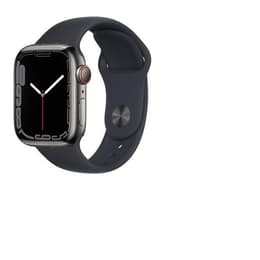 Apple Watch (Series 7) 2021 GPS + Cellular 45 - Stainless steel Graphite - Sport band Black