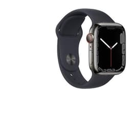 Apple Watch (Series 7) 2021 GPS + Cellular 45 - Stainless steel Graphite - Sport band Black