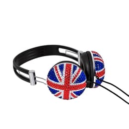 Soundlab Union Jack Crystal Effect Bling A081 wired Headphones - Harlequin