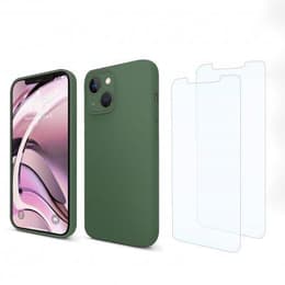 Case iPhone 13 and 2 protective screens - Silicone - Green