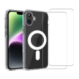 Case iPhone 16 and 2 protective screens - TPU - Transparent
