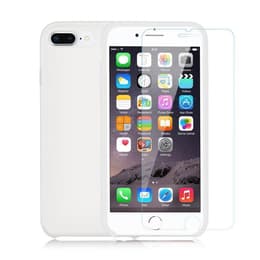 Case iPhone 7 Plus/8 Plus and 2 protective screens - Silicone - White